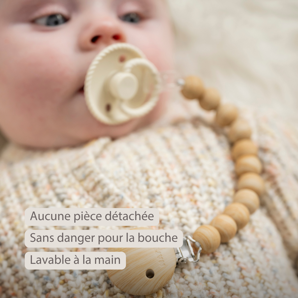 Silicone Pacifier Clip - 30 cm - Beige [FR]