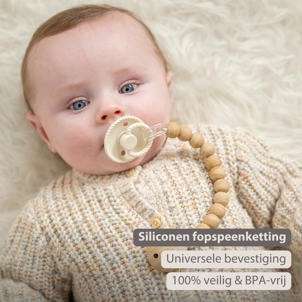 Silicone Pacifier Clip - 30 cm - Beige [NL]