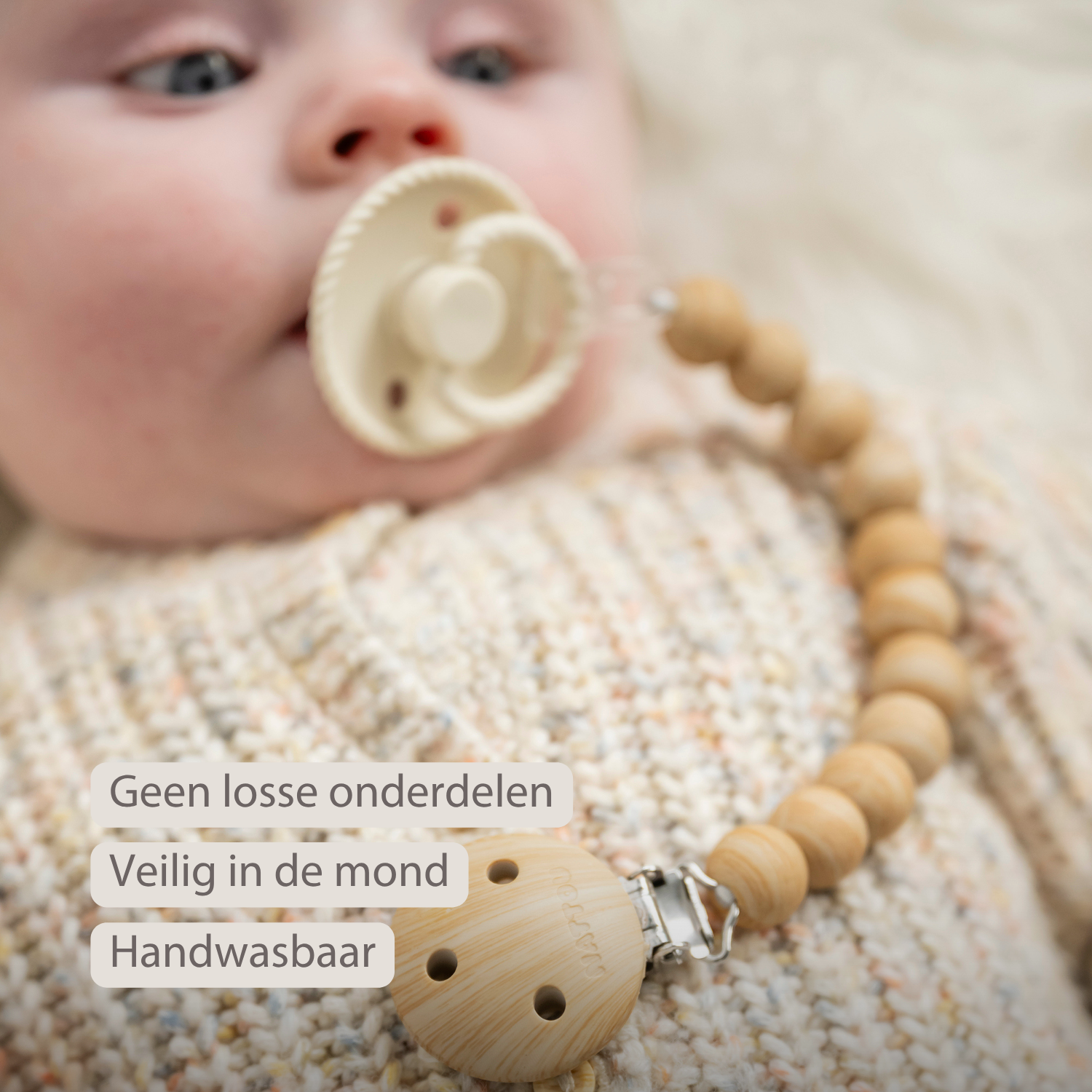 Silicone Pacifier Clip - 30 cm - Beige [NL]