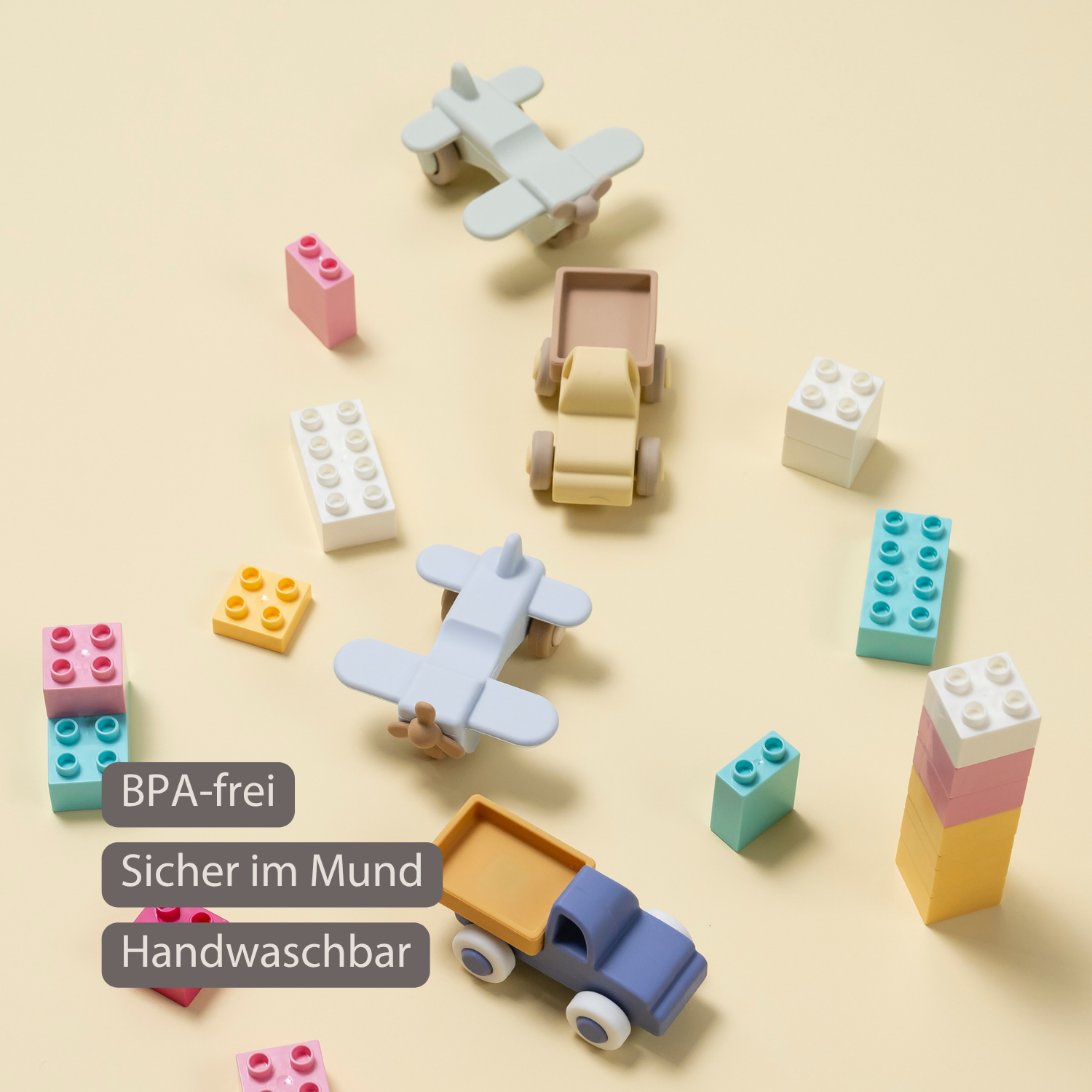 Silicone Truck and Airplane - 11 cm - Multicolor [DE]