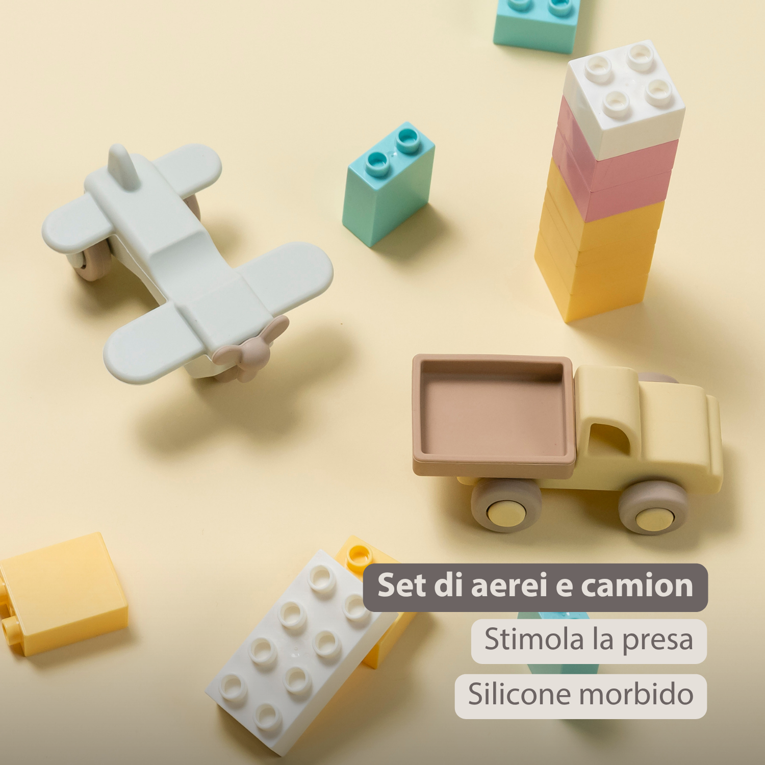 Silicone Truck and Airplane - 11 cm - Multicolor [IT]