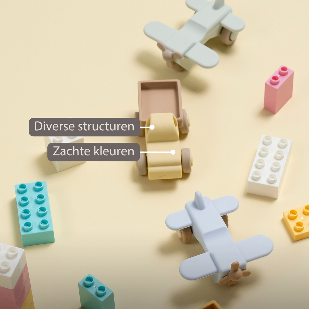 Silicone Truck and Airplane - 11 cm - Multicolor [NL]
