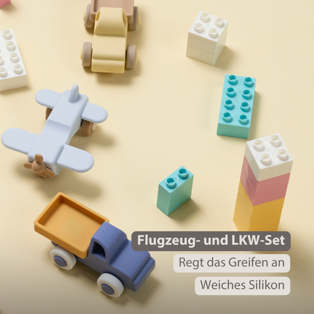 Silicone Truck and Airplane - 11 cm - Blue [DE]