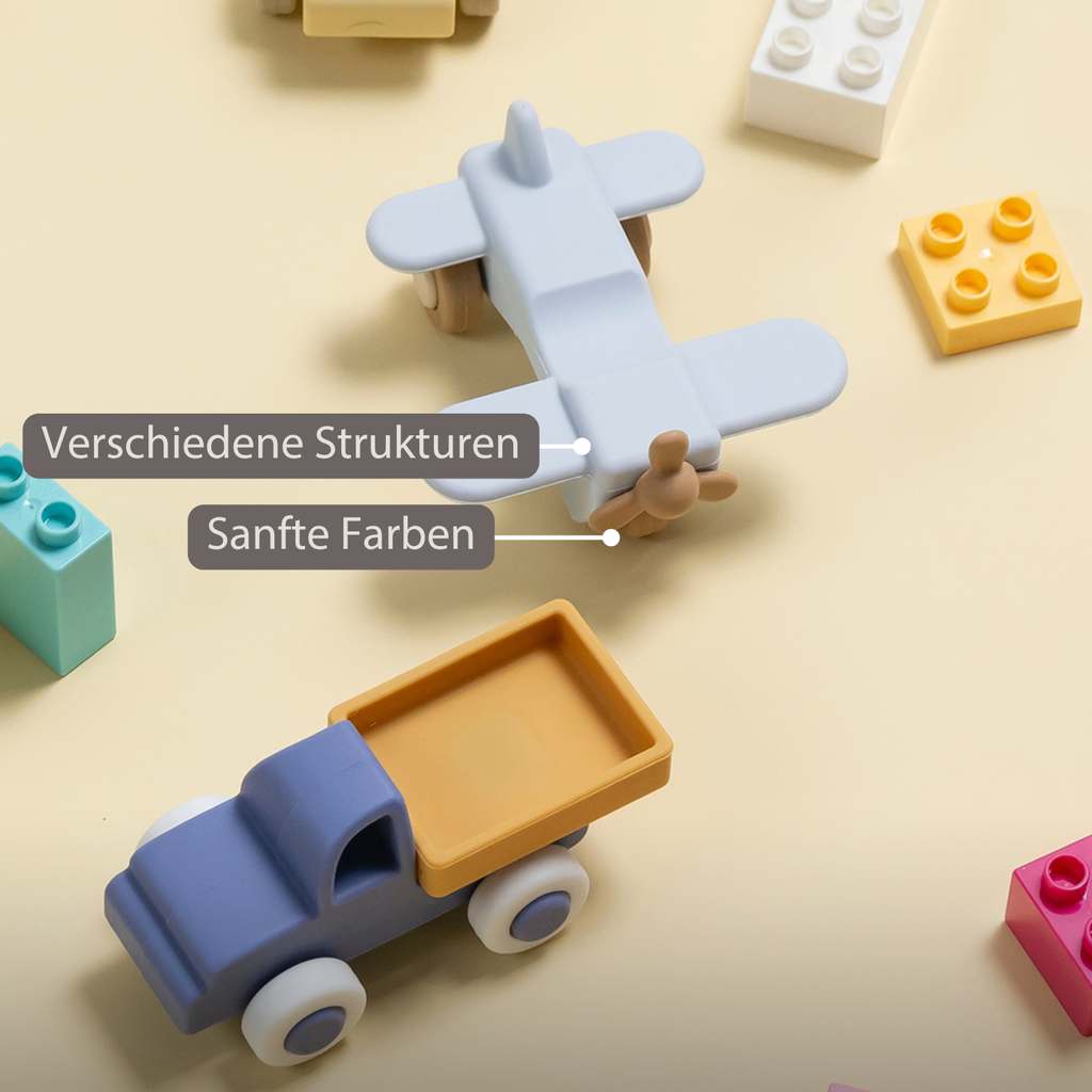 Silicone Truck and Airplane - 11 cm - Blue [DE]