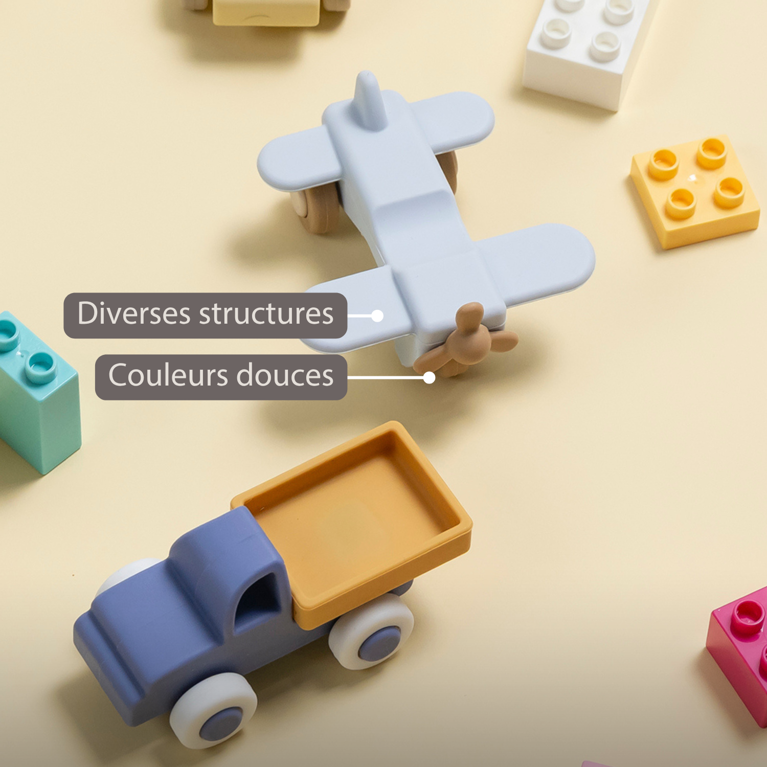 Silicone Truck and Airplane - 11 cm - Blue [FR]