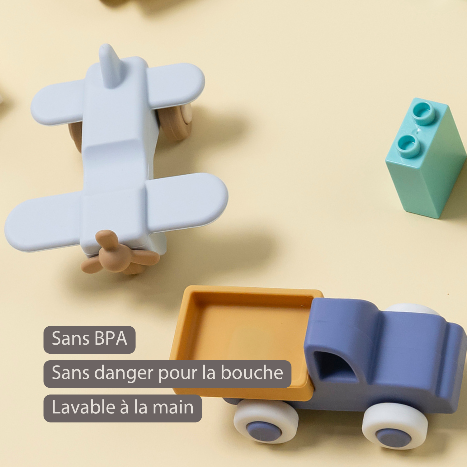 Silicone Truck and Airplane - 11 cm - Blue [FR]