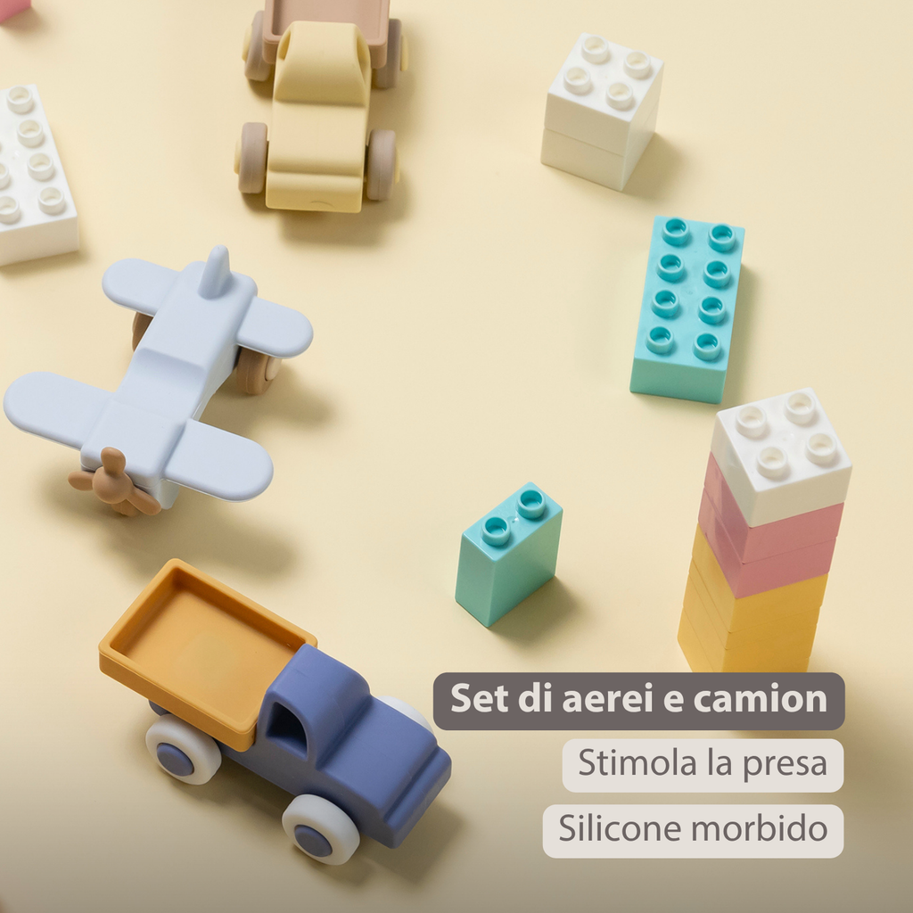 Silicone Truck and Airplane - 11 cm - Blue [IT]