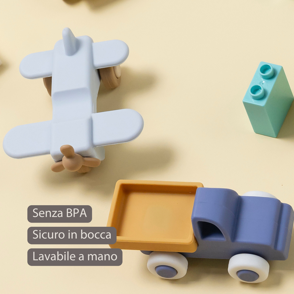 Silicone Truck and Airplane - 11 cm - Blue [IT]