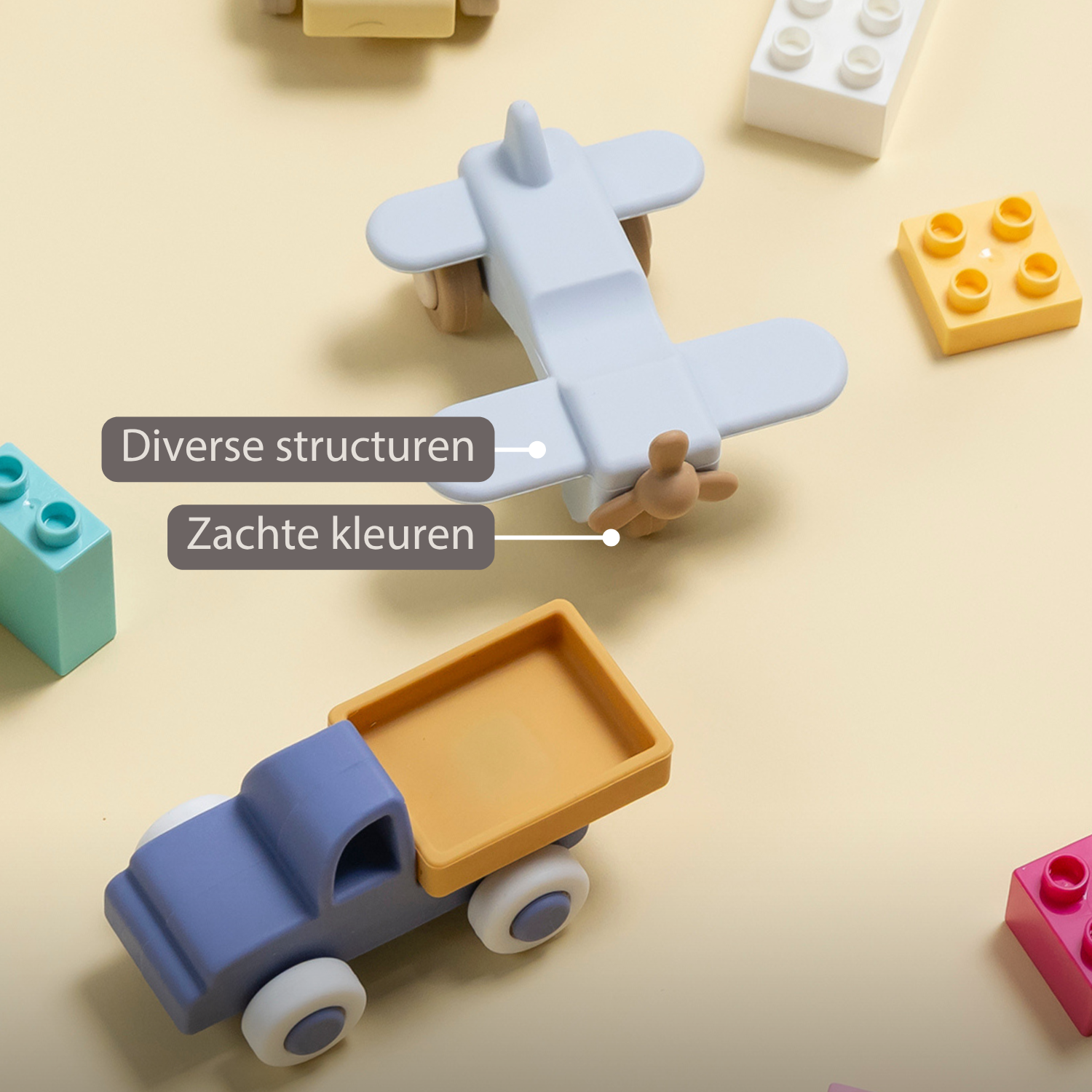 Silicone Truck and Airplane - 11 cm - Blue [NL]
