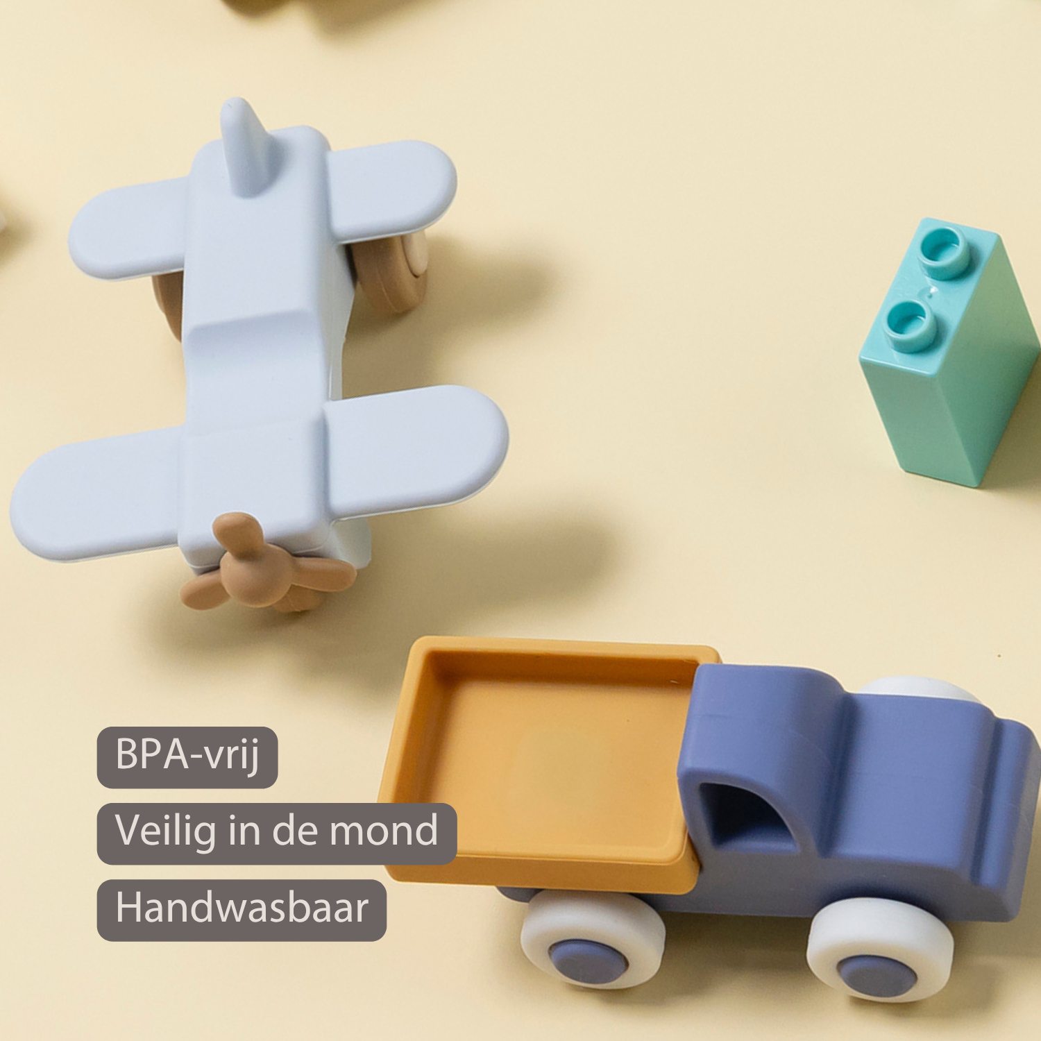 Silicone Truck and Airplane - 11 cm - Blue [NL]
