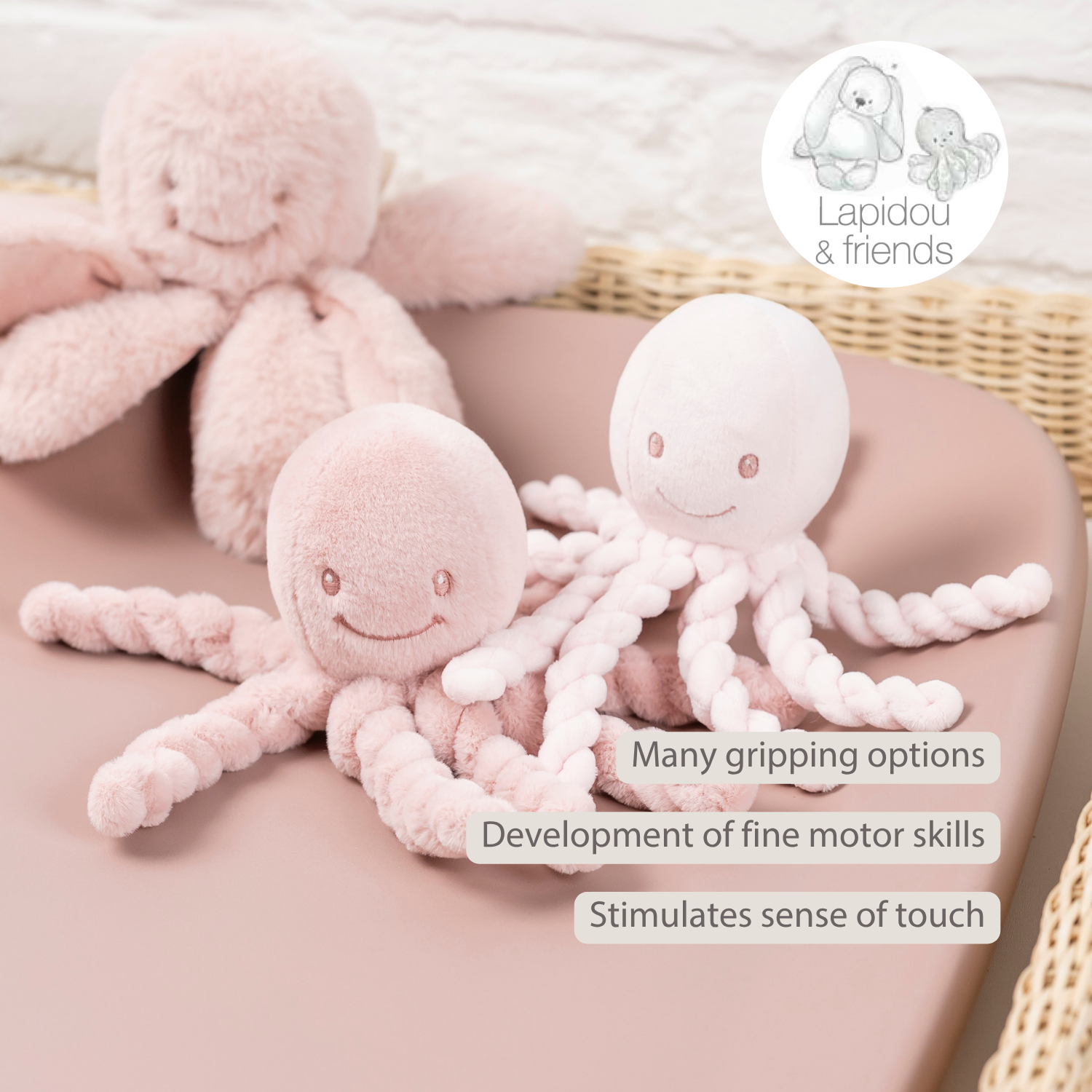 Lapidou Plush Octopus - 22 cm - Pink [EN]