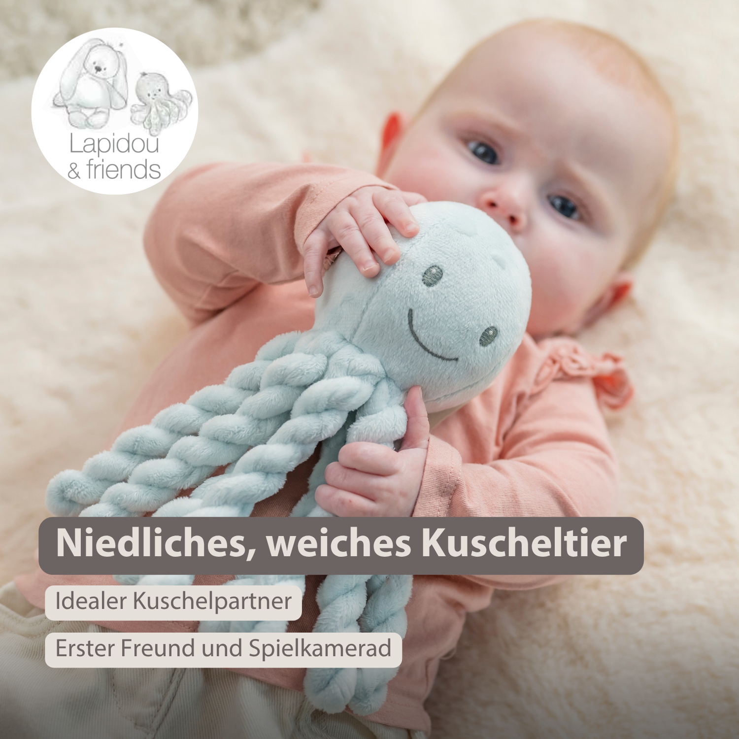 Lapidou Plush Octopus - 22 cm - Blue [DE]