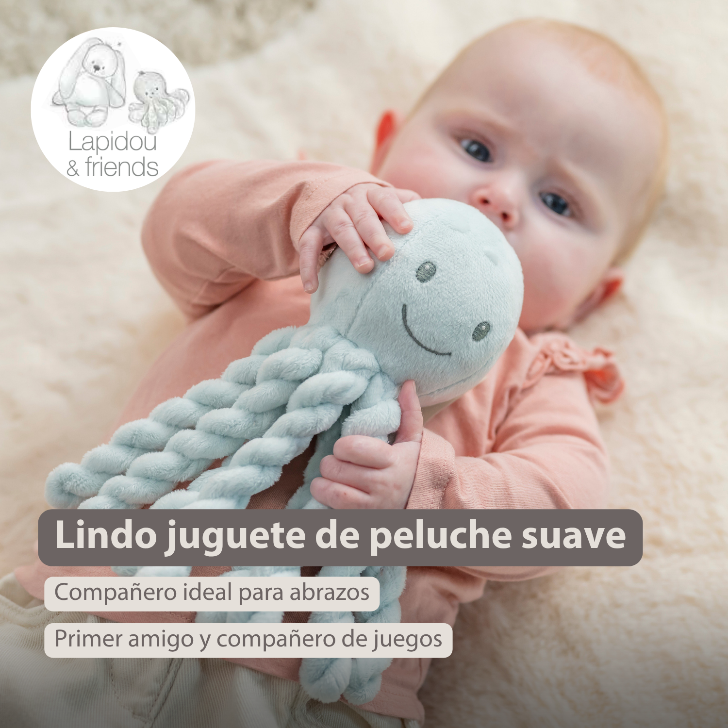 Lapidou Plush Octopus - 22 cm - Blue [ES]