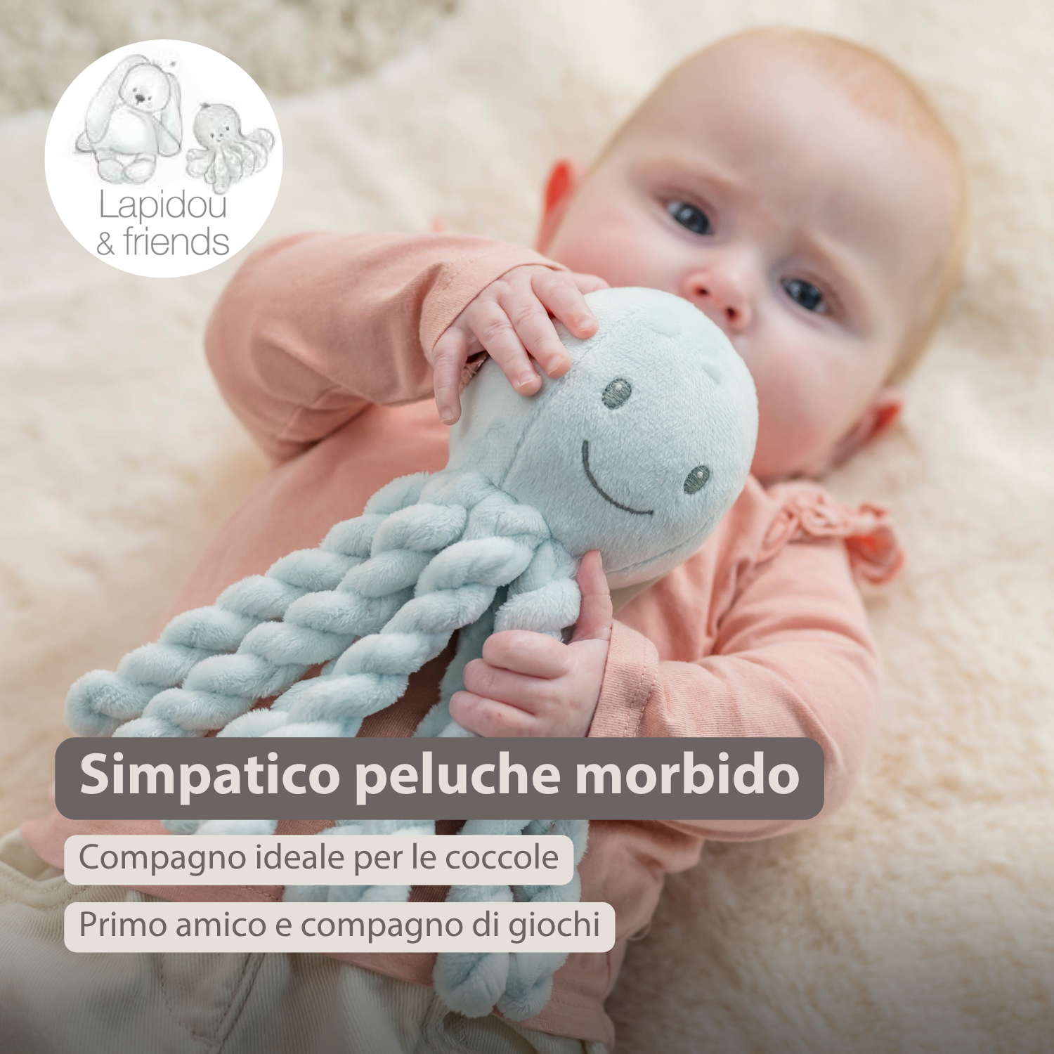 Lapidou Plush Octopus - 22 cm - Blue [IT]