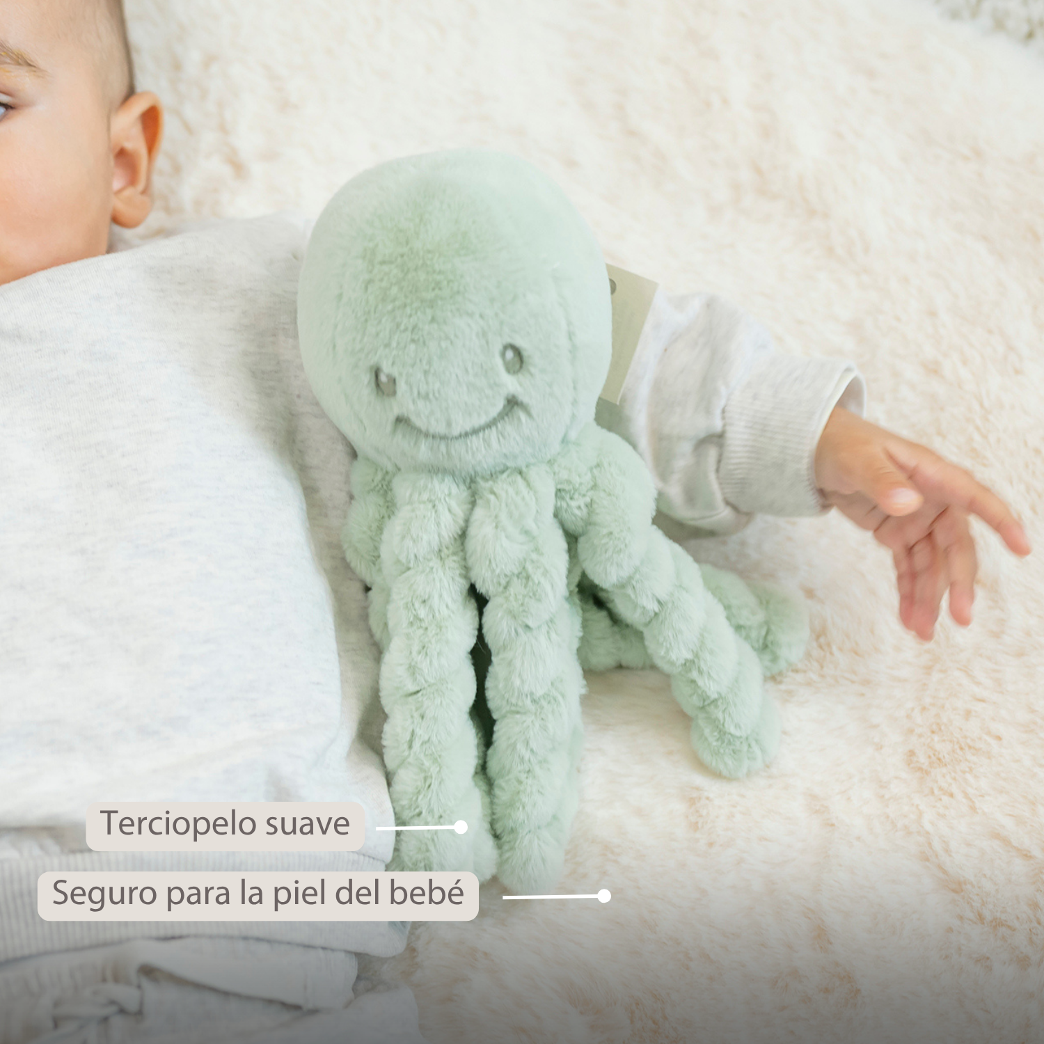 Lapidou Doudou Plush Octopus - 22 cm - Linden Green [ES]