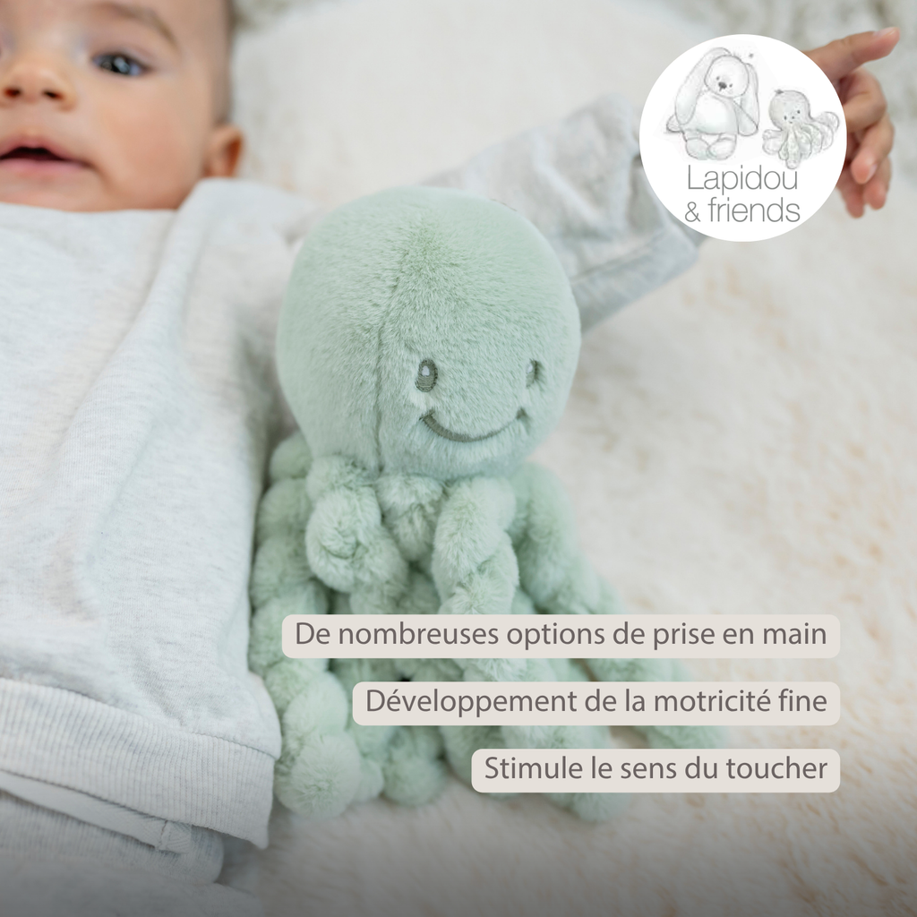 Lapidou Doudou Plush Octopus - 22 cm - Linden Green [FR]