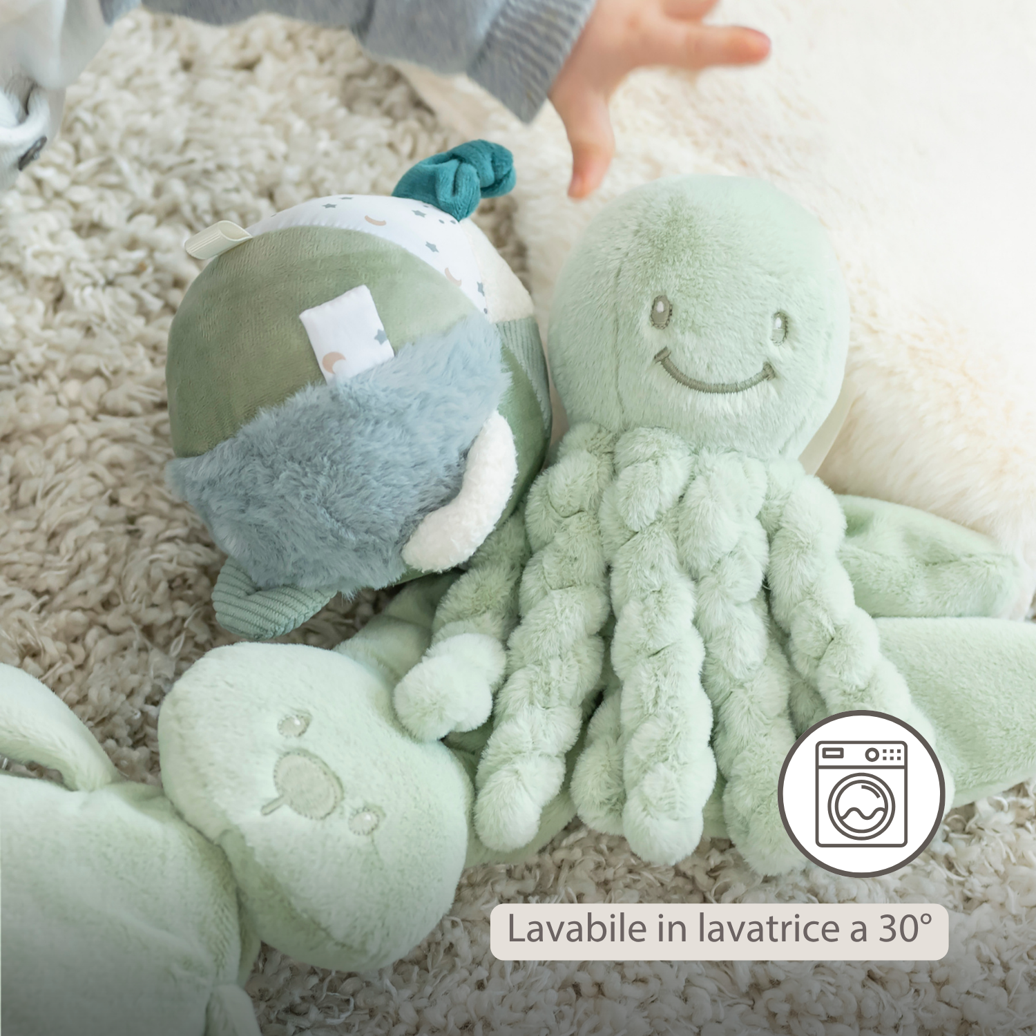Lapidou Doudou Plush Octopus - 22 cm - Linden Green [IT]