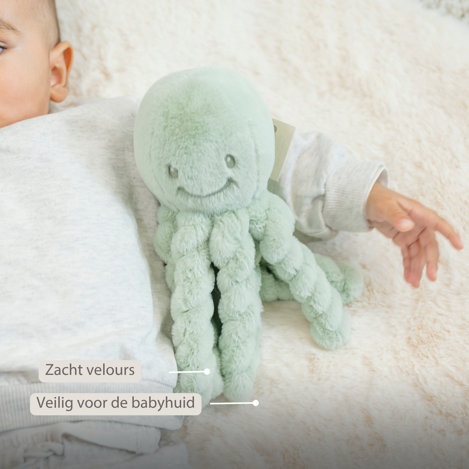 Lapidou Doudou Plush Octopus - 22 cm - Linden Green [NL]