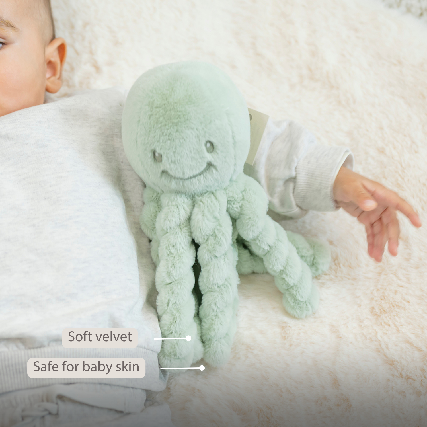 Lapidou Doudou Plush Octopus - 22 cm - Linden Green [EN]