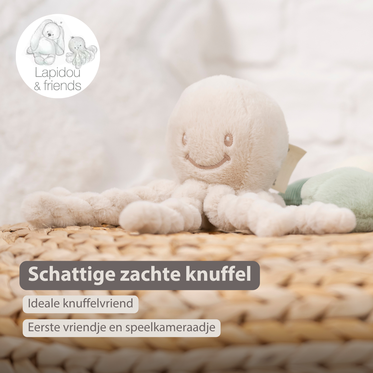 Lapidou Doudou Plush Octopus - 22 cm - Sand [NL]
