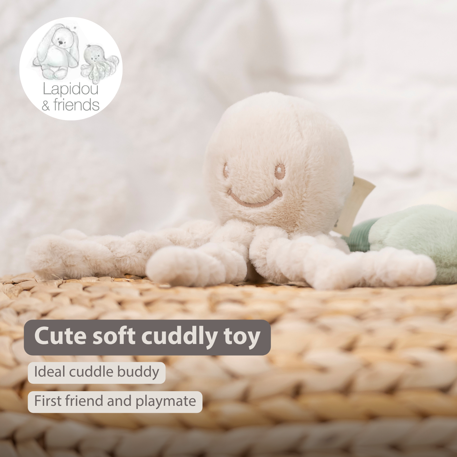 Lapidou Doudou Plush Octopus - 22 cm - Sand [EN]