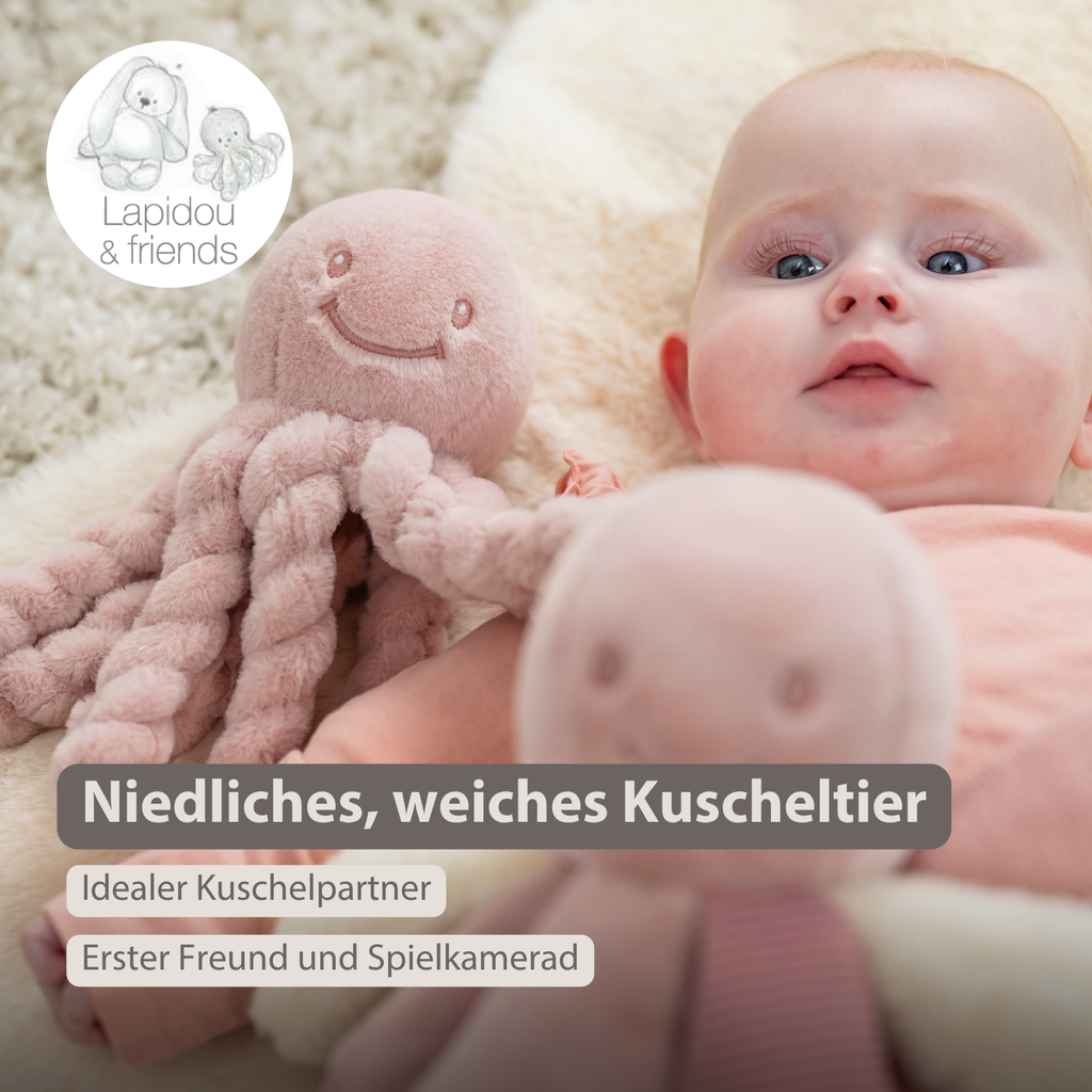 Lapidou Doudou Plush Octopus - 22 cm - Powder Pink [DE]