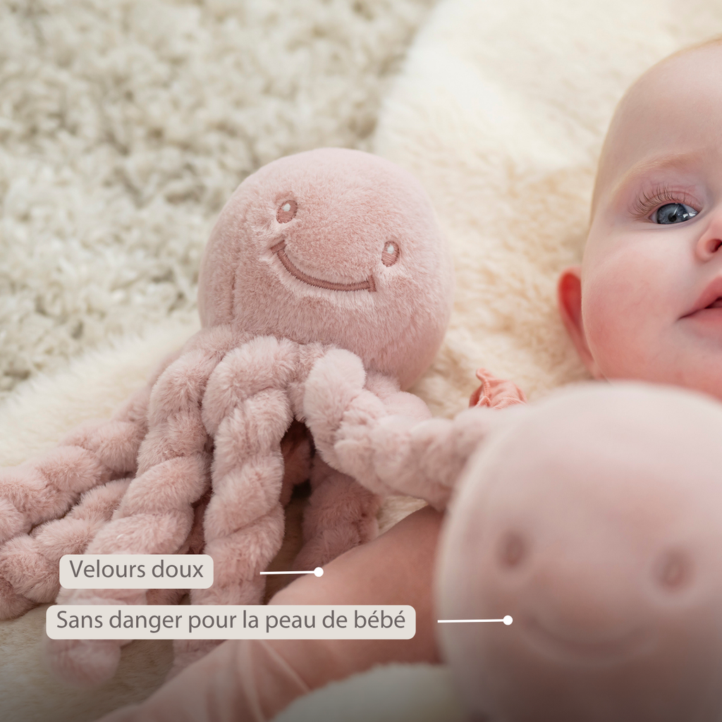 Lapidou Doudou Plush Octopus - 22 cm - Powder Pink [FR]