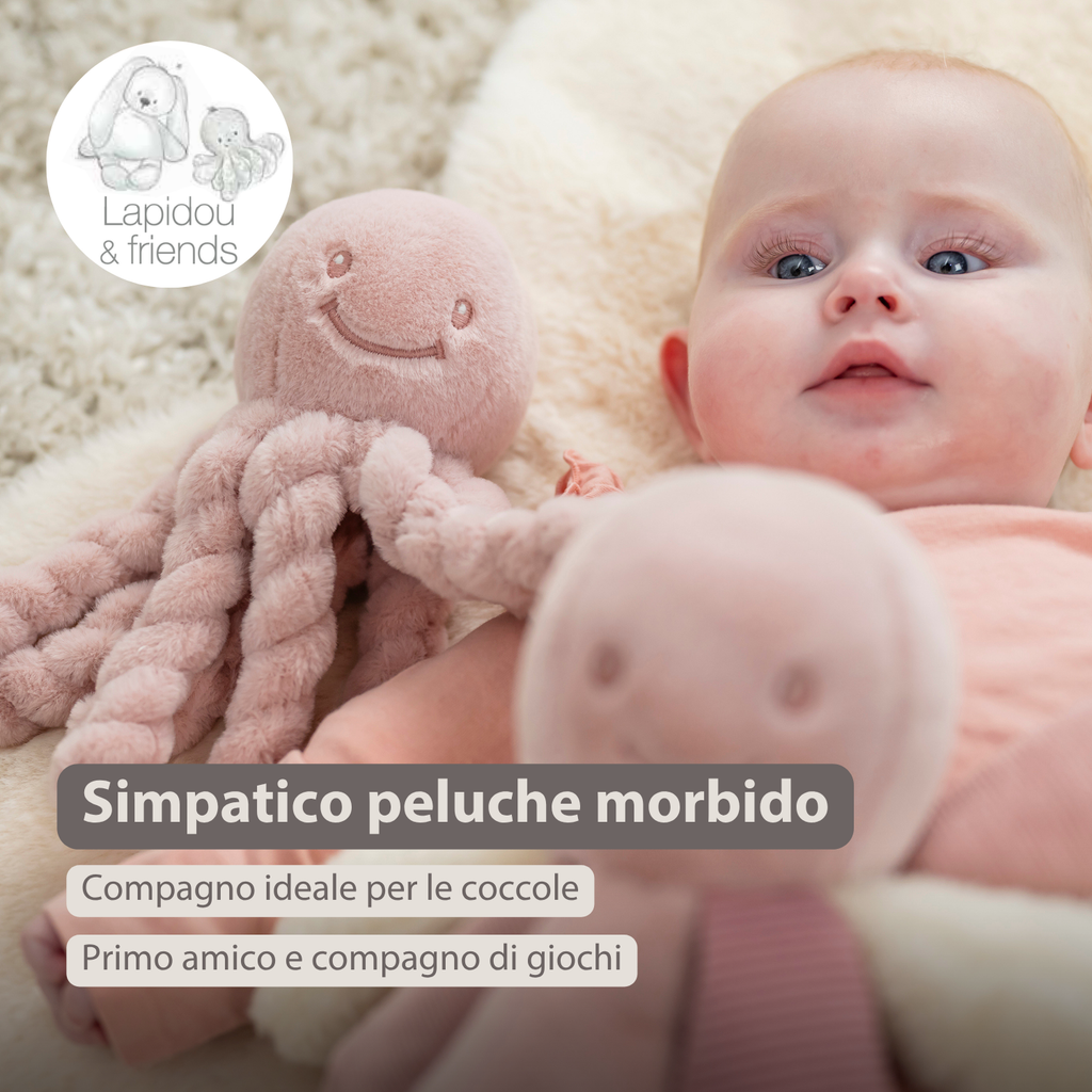 Lapidou Doudou Plush Octopus - 22 cm - Powder Pink [IT]