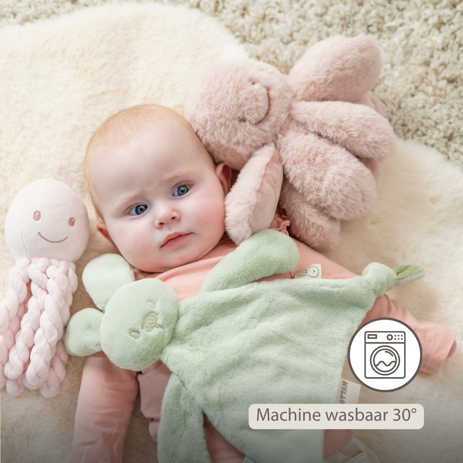 Lapidou Doudou Plush Octopus Rattle - 25 cm - Powder Pink [NL]