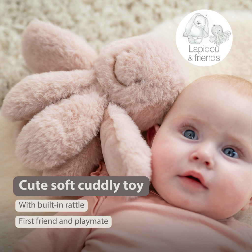 Lapidou Doudou Plush Octopus Rattle - 25 cm - Powder Pink [EN]