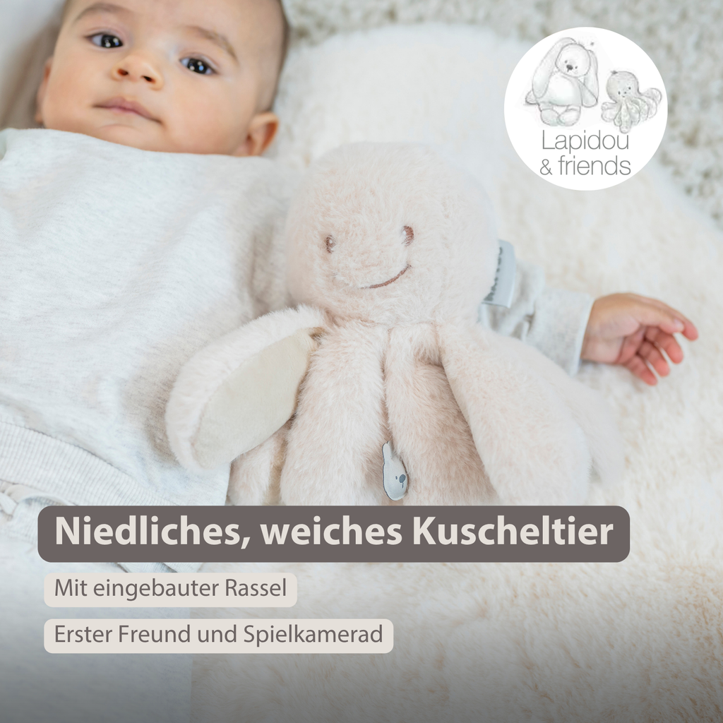 Lapidou Doudou Plush Octopus Rattle - 25 cm - Sand [DE]