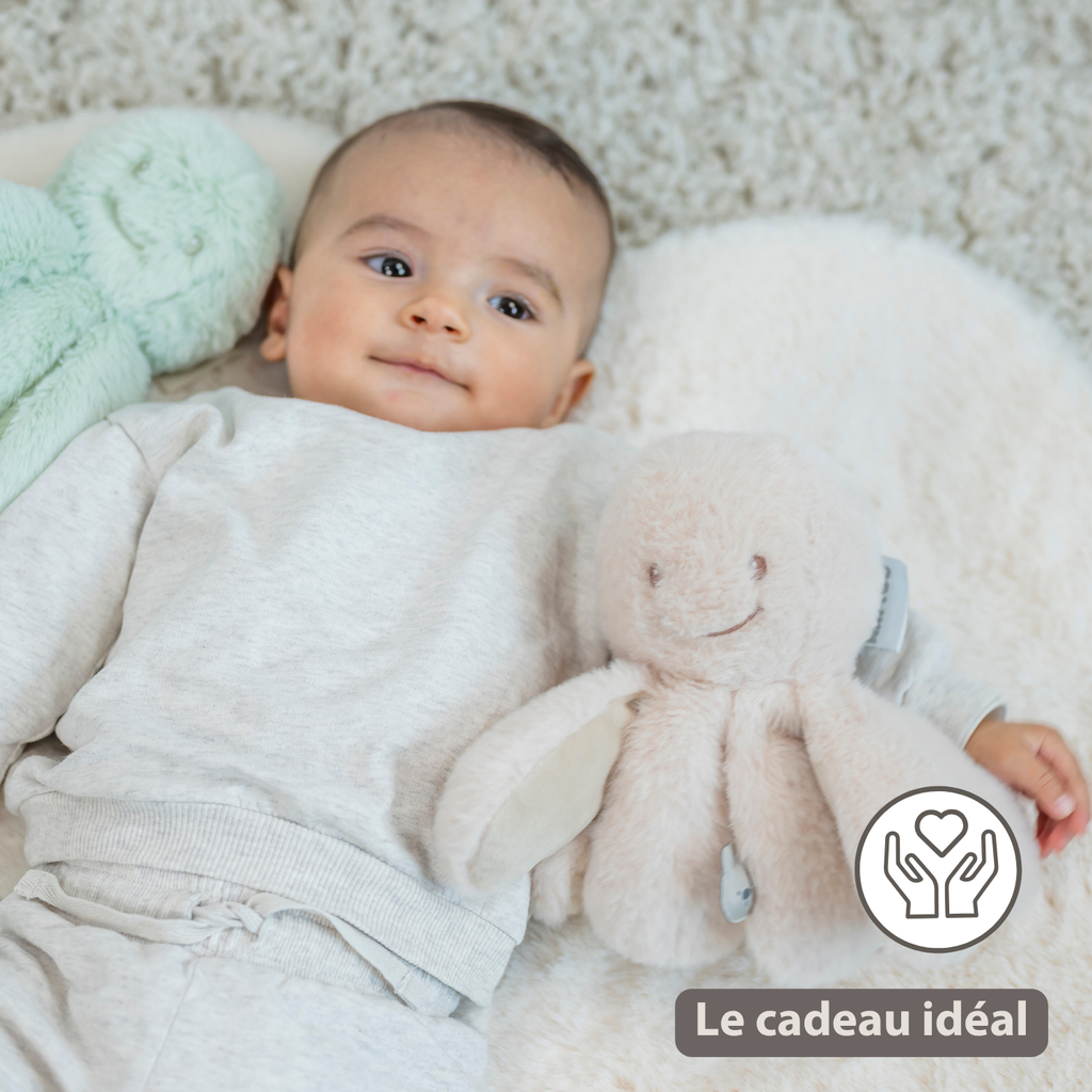 Lapidou Doudou Plush Octopus Rattle - 25 cm - Sand [FR]