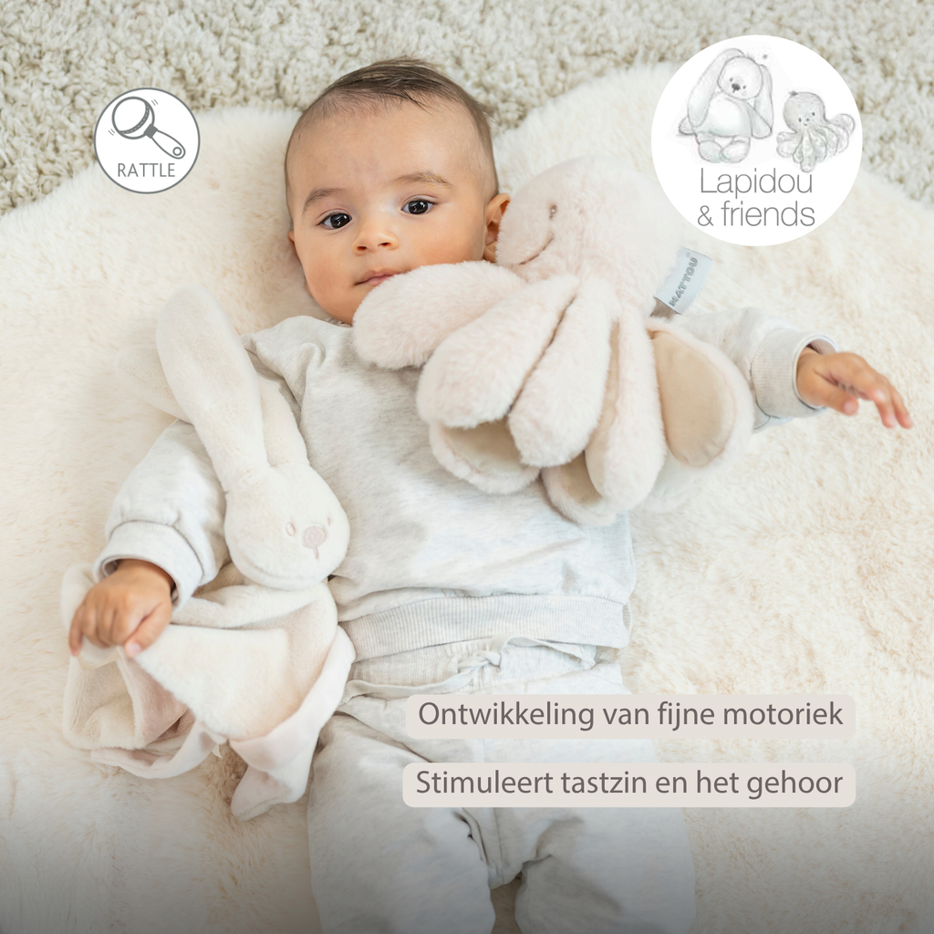 Lapidou Doudou Plush Octopus Rattle - 25 cm - Sand [NL]