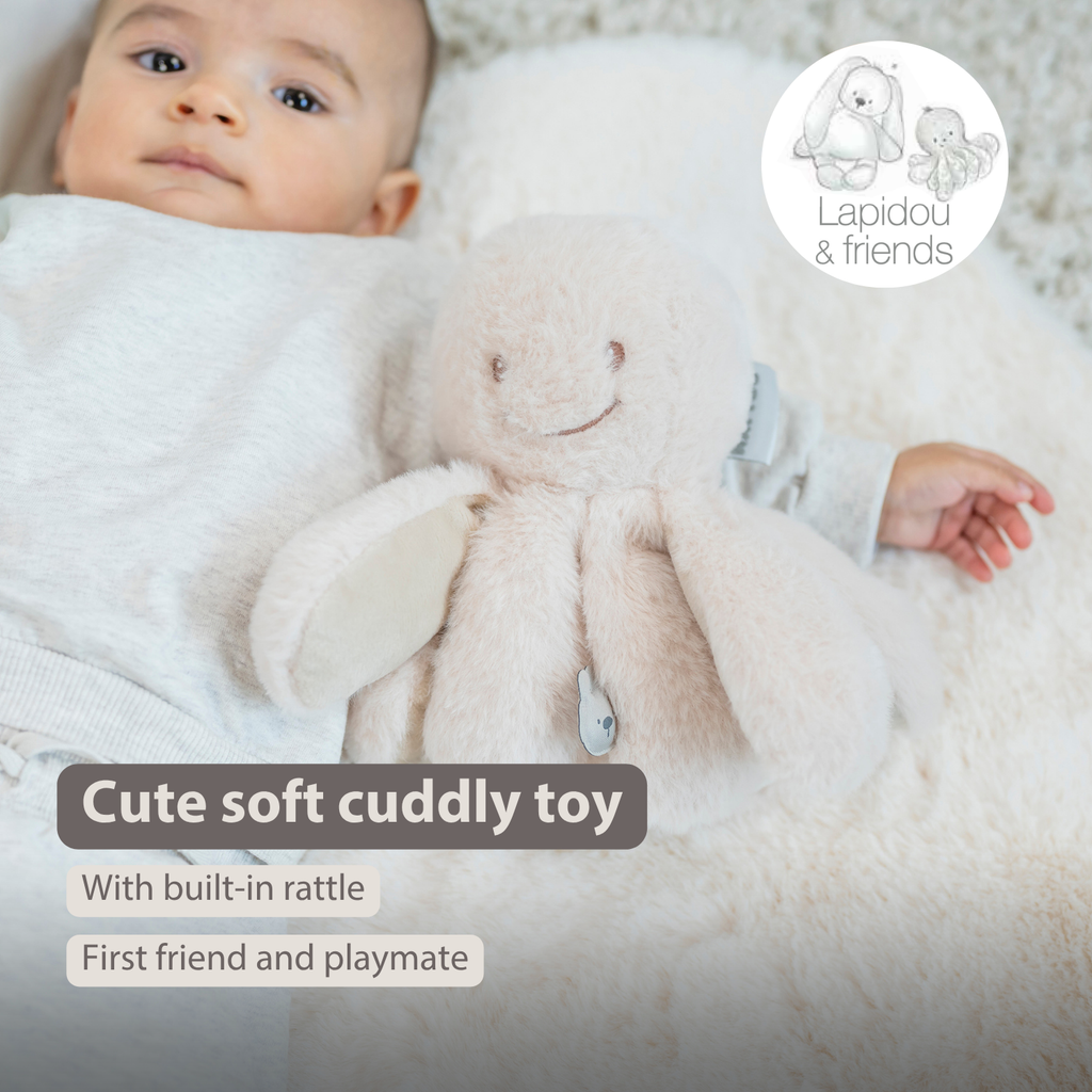 Lapidou Doudou Plush Octopus Rattle - 25 cm - Sand [EN]