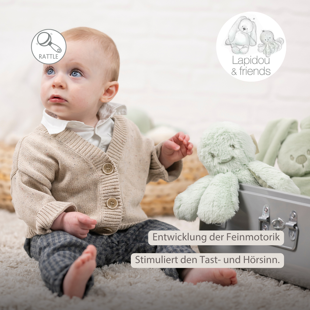Lapidou Doudou Plush Octopus Rattle - 25 cm - Linden Green [DE]