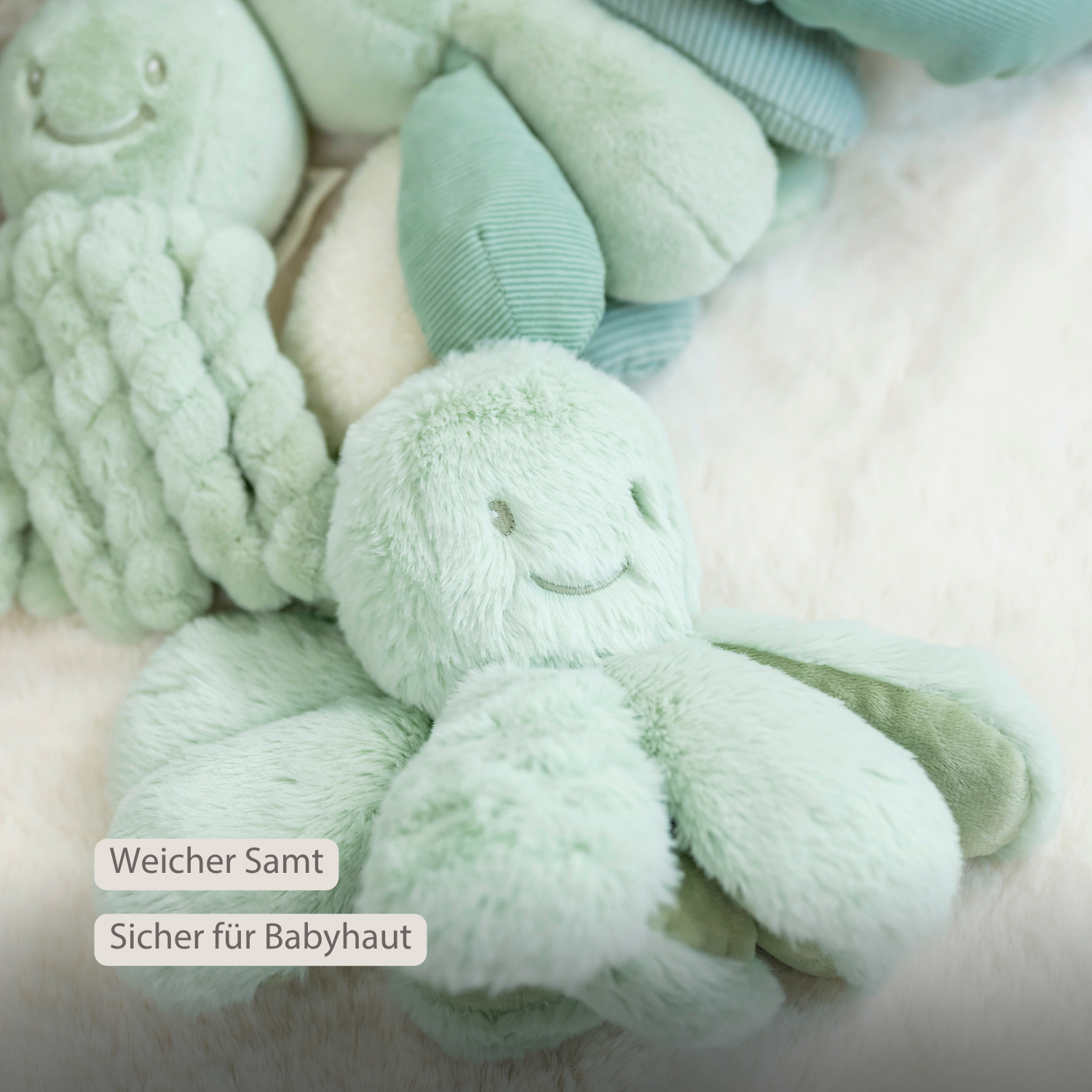 Lapidou Doudou Plush Octopus Rattle - 25 cm - Linden Green [DE]