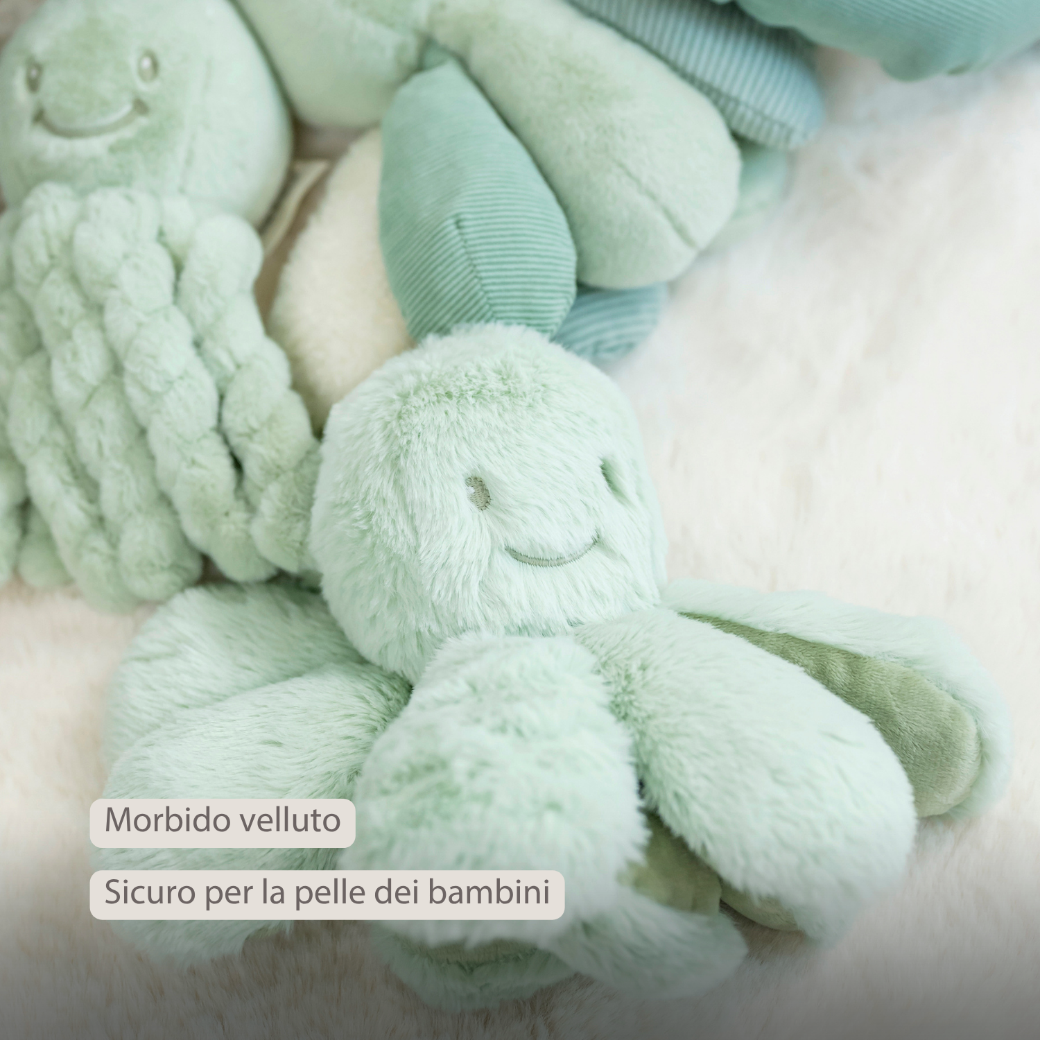 Lapidou Doudou Plush Octopus Rattle - 25 cm - Linden Green [IT]