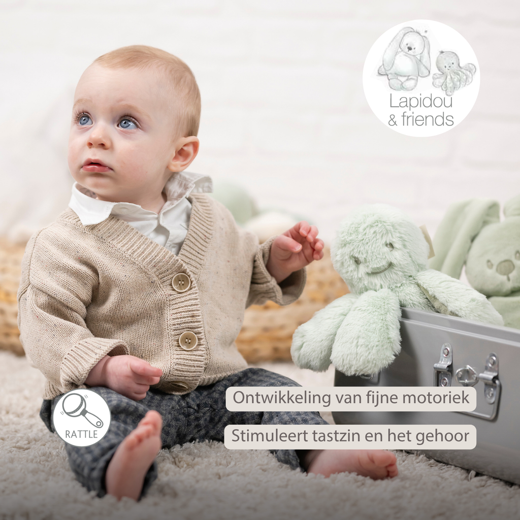 Lapidou Doudou Plush Octopus Rattle - 25 cm - Linden Green [NL]