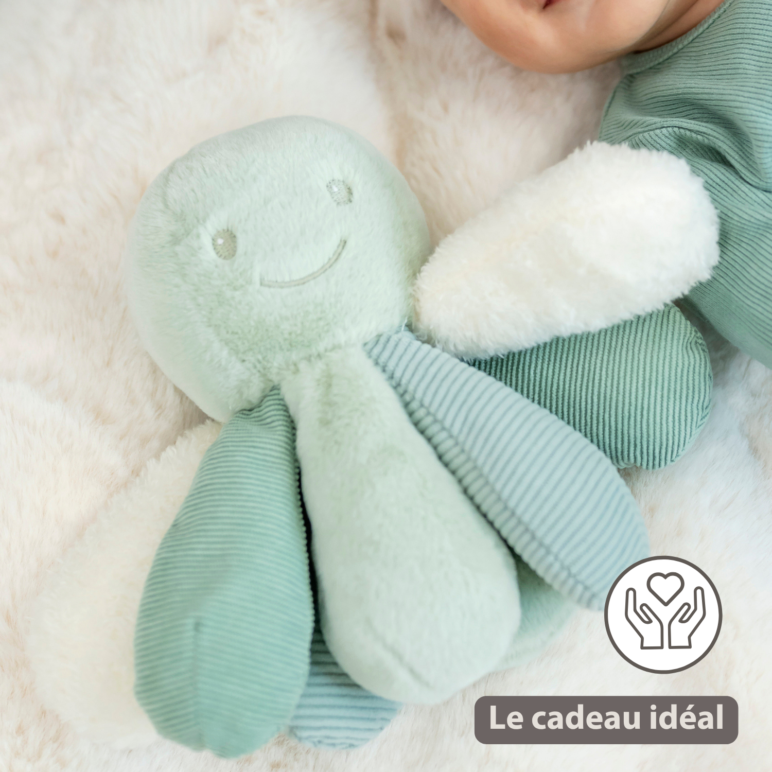 Lapidou Plush Octopus Rattle - 26 cm - Linden Green [FR]