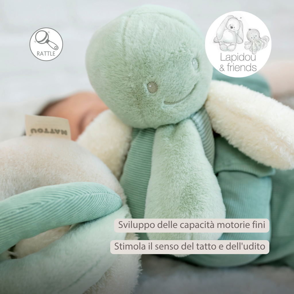 Lapidou Plush Octopus Rattle - 26 cm - Linden Green [IT]