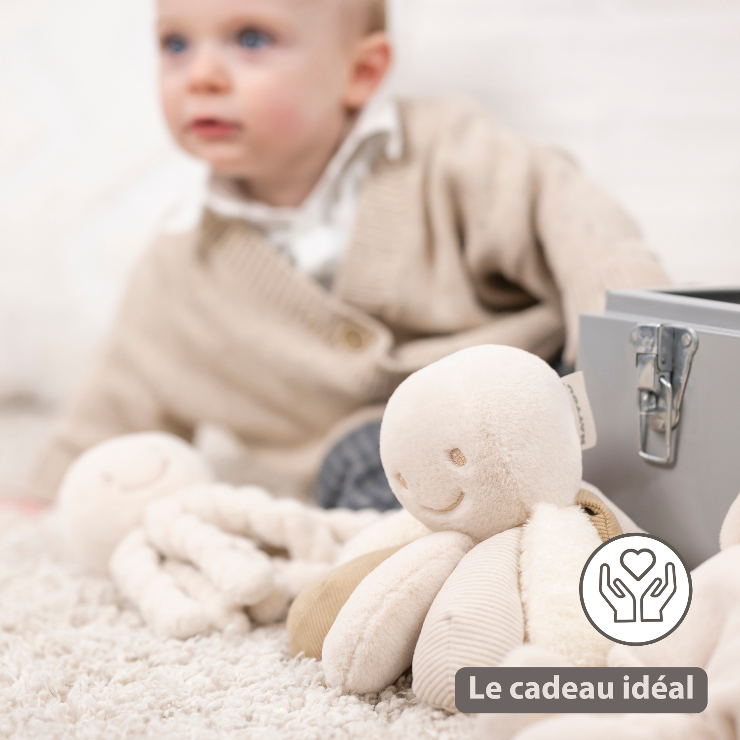 Lapidou Plush Octopus Rattle - 26 cm - Sand [FR]