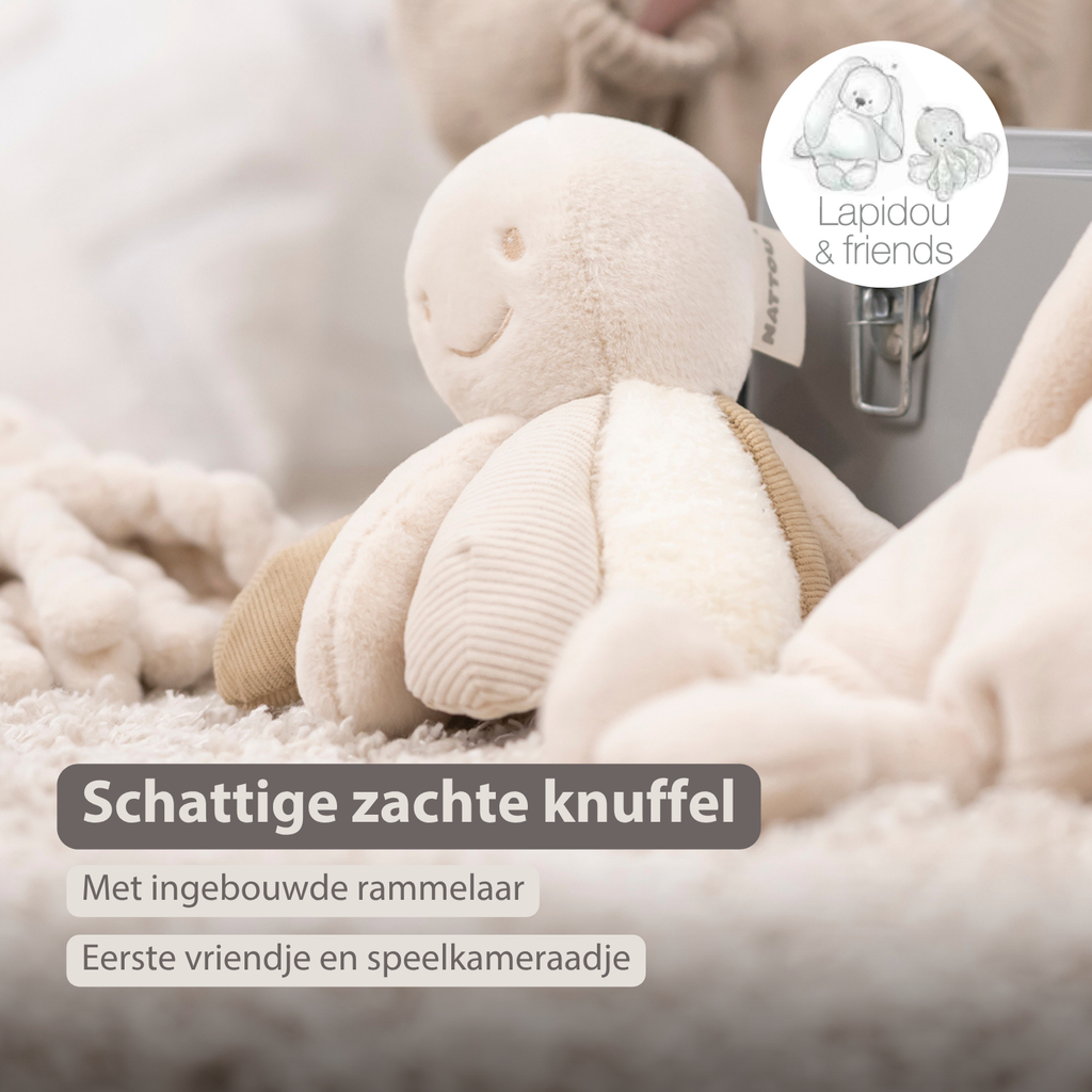 Lapidou Plush Octopus Rattle - 26 cm - Sand [NL]