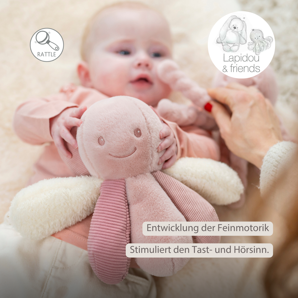 Lapidou Plush Octopus Rattle - 26 cm - Pink [DE]