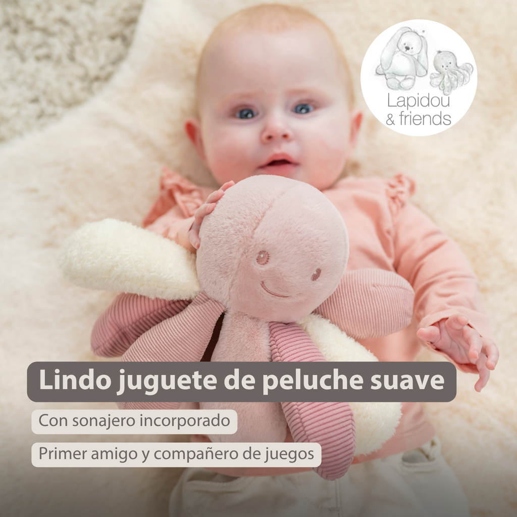 Lapidou Plush Octopus Rattle - 26 cm - Pink [ES]