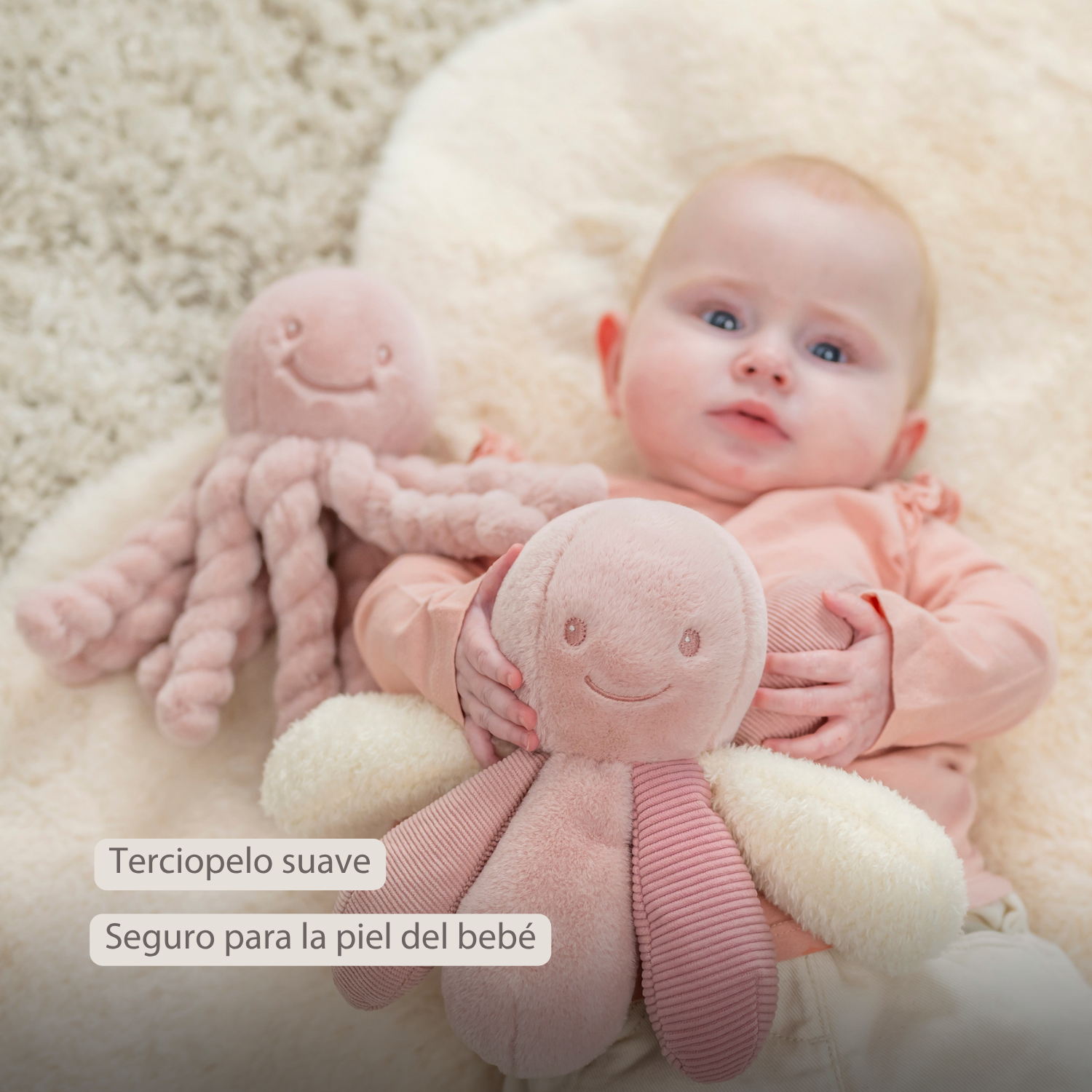 Lapidou Plush Octopus Rattle - 26 cm - Pink [ES]