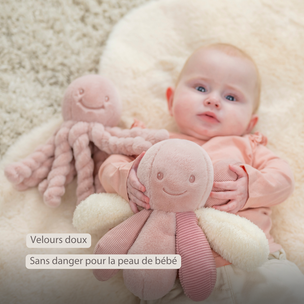 Lapidou Plush Octopus Rattle - 26 cm - Pink [FR]