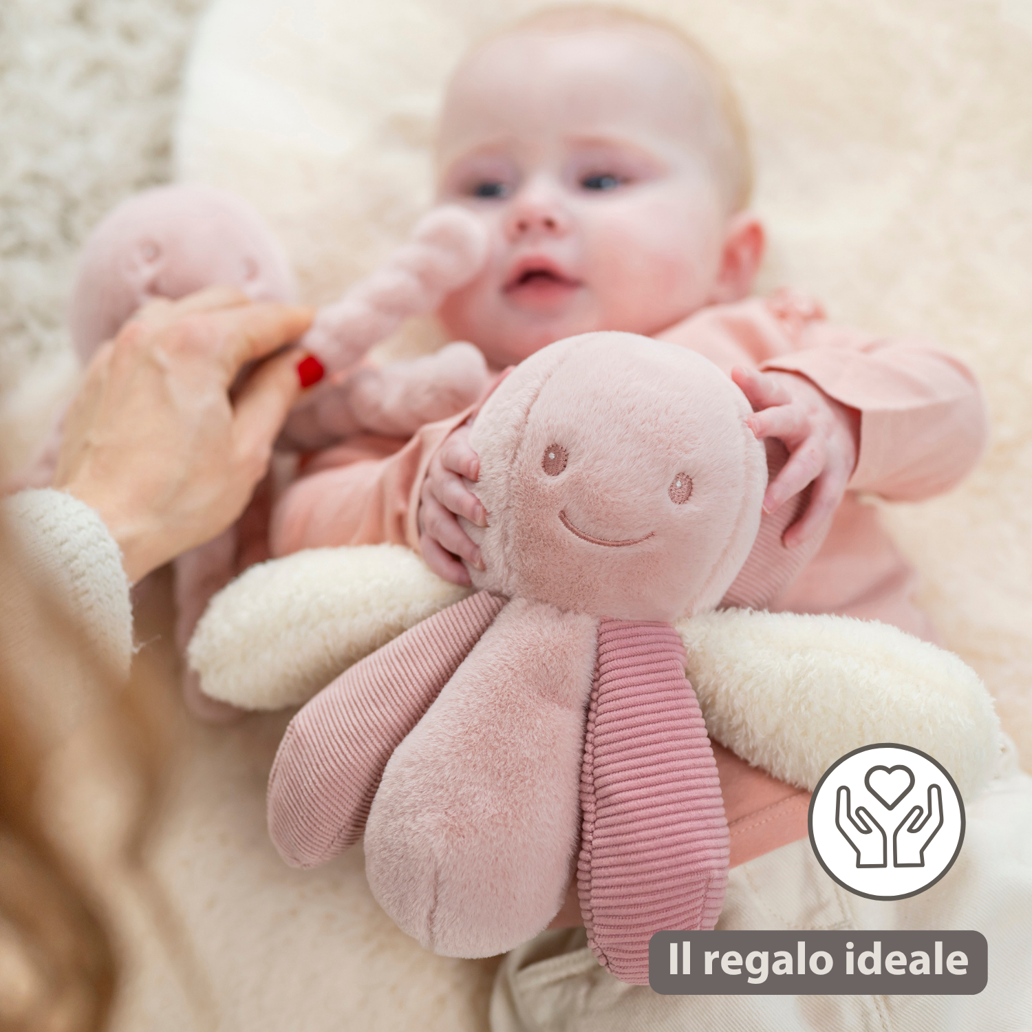 Lapidou Plush Octopus Rattle - 26 cm - Pink [IT]
