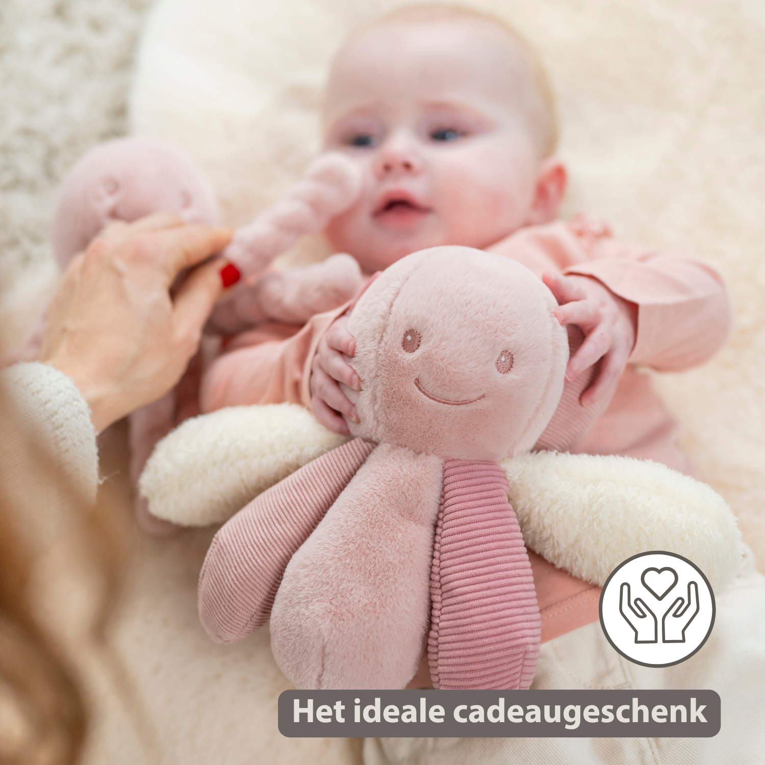 Lapidou Plush Octopus Rattle - 26 cm - Pink [NL]