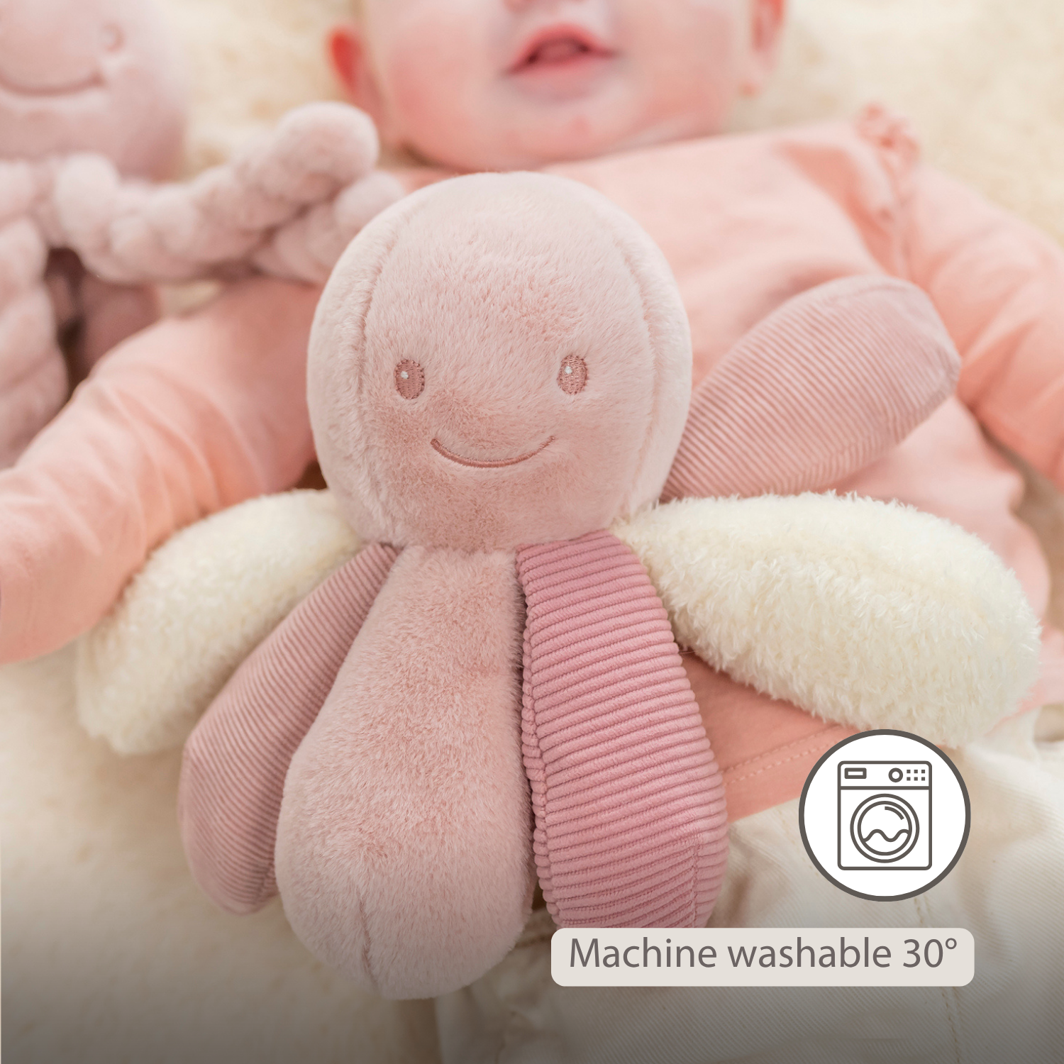 Lapidou Plush Octopus Rattle - 26 cm - Pink [EN]