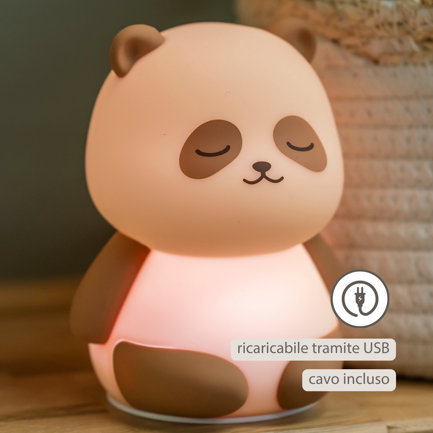 Baby Night Light Panda - 12 cm - Baby Gift - Beige [IT]